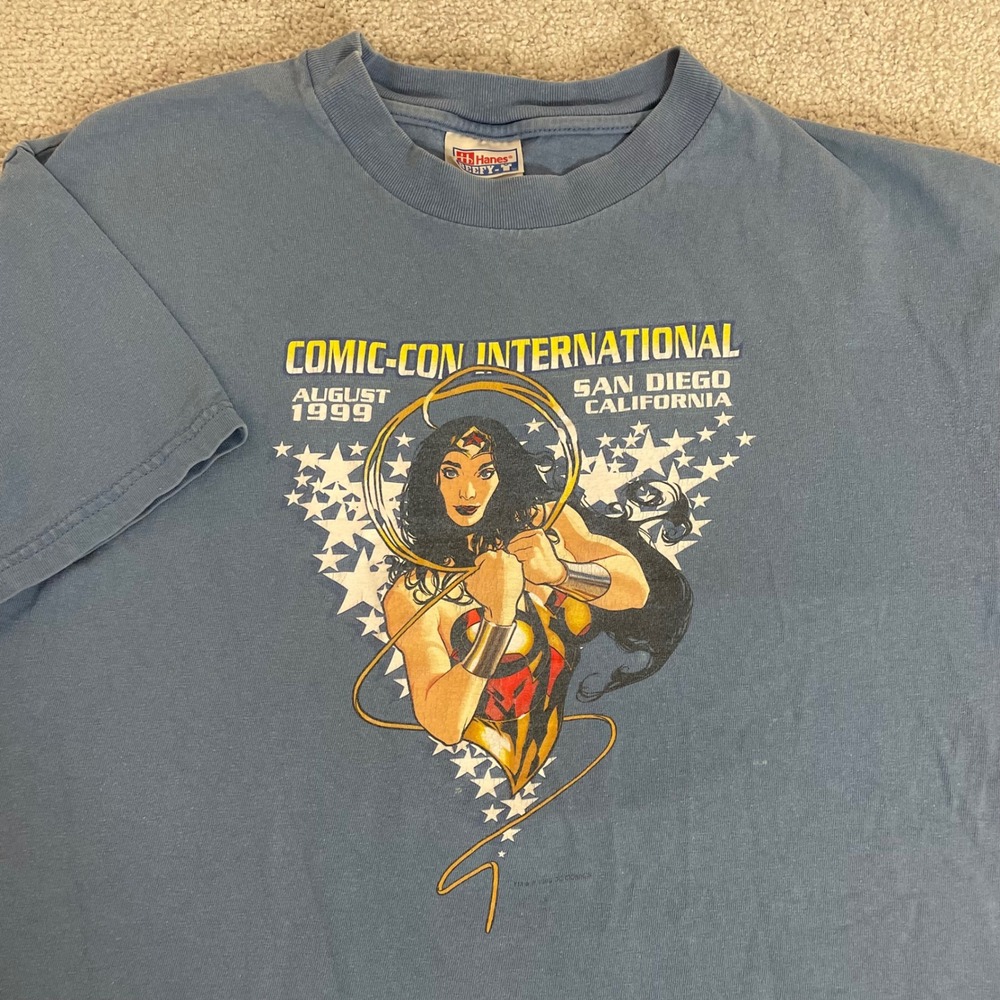 Vintage Comic Con T Shirt San Diego Mens Large SDCC 1999 Wonder Woman DC 90s